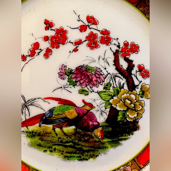 VTG Old Wedgwood Imperial Porcelain Octagonal Plate Birds & Flowers. Handpainted - Picture 3 of 5
